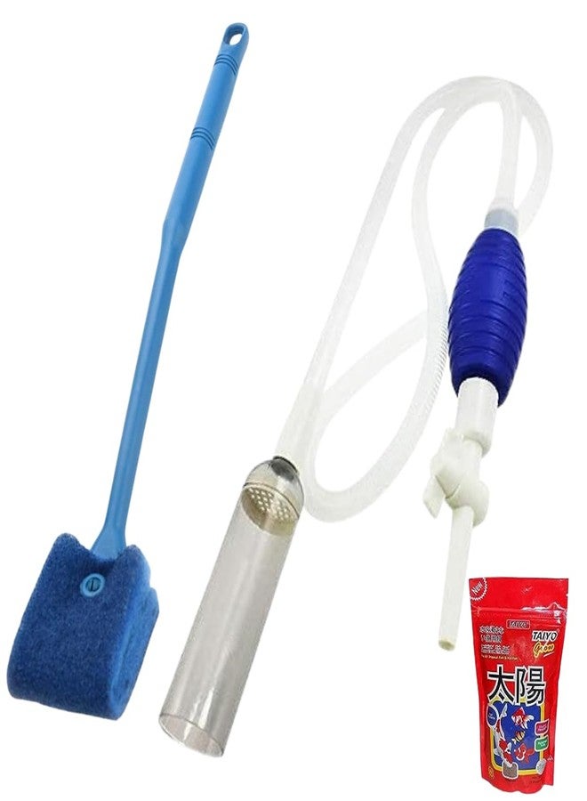 SANSEFERO Premier Plants Aquarium Fish Tank Gravel Cleaning Water Changing Syphon With Blue Algae Cleaner Sponge Brush For Aquarium Fish Tank Cleaners(Free Fish Food 50Gram